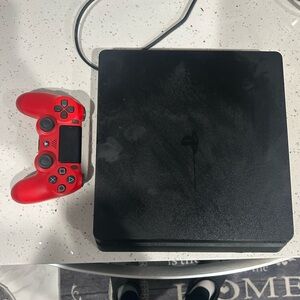 Sony Black Console with Red Controller